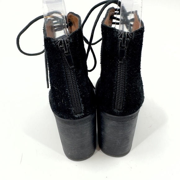 Jeffrey Campbell Cors Lace Up Suede Booties Womens 7 Black Block Heel Boho Witch - Picture 7 of 11